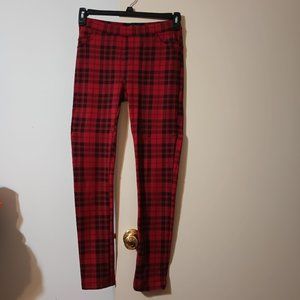 GUC ~ Anthropologie Sanctuary Red & Black Plaid Grease Leggings (Size: Small)